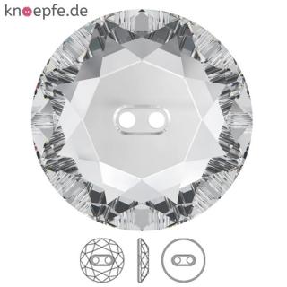 Swarovski Knopf aus geschliffenem Kristallglas Crystal, 2-Loch, rund