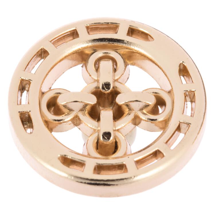 Luxuriöser Knopf aus Metall in Gold mit Kettenmuster 18mm