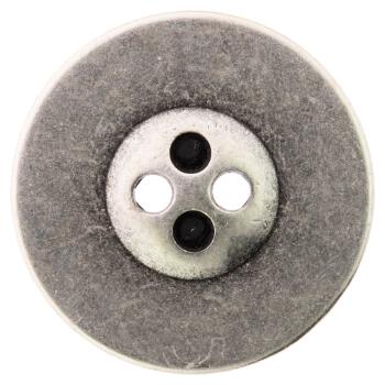 Trachtenknopf aus Metall in Altsilber mit herzförmigen Knopflöchern