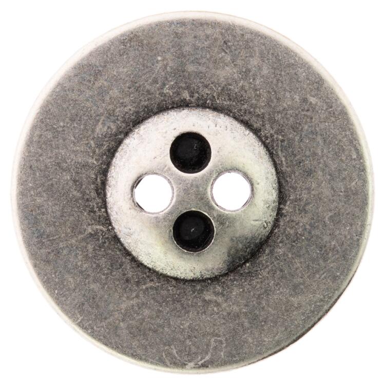 Trachtenknopf aus Metall in Altsilber mit herzförmigen Knopflöchern 23mm