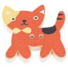 Kinderknopf aus Holz - intelligente Katze in Orange