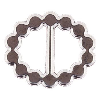 Metallschließe oval in Silber besetzt mit Strasssteinen