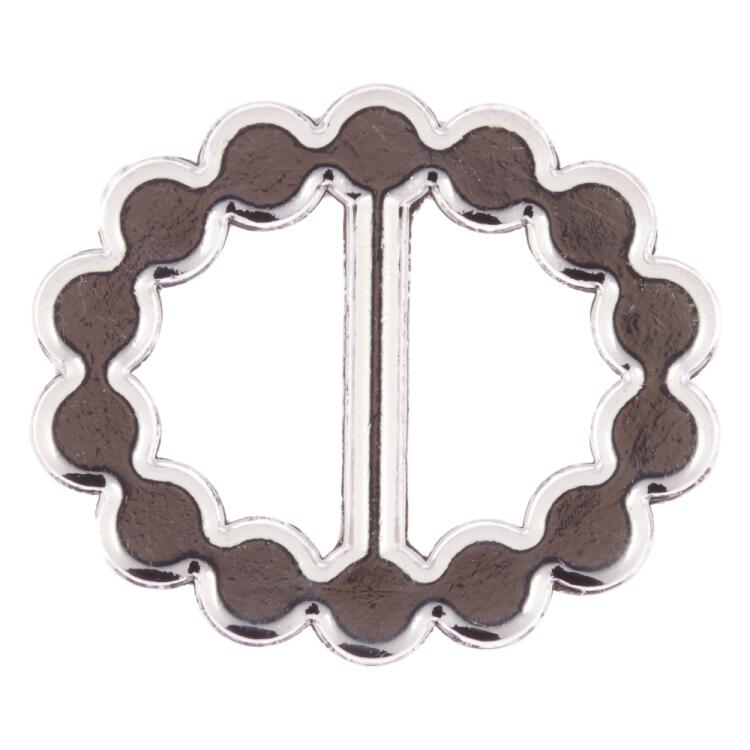 Metallschließe oval in Silber besetzt mit Strasssteinen 10mm