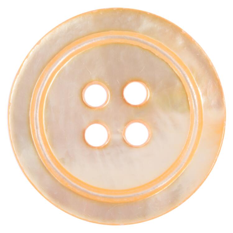 Perlmuttknopf aus MOP-Muschel in Orange mit Vertiefung am Rand 25mm