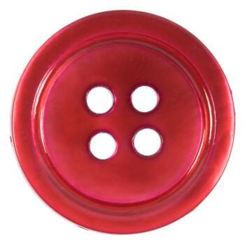 Perlmuttknopf aus MOP-Muschel in Rot mit Vertiefung am Rand