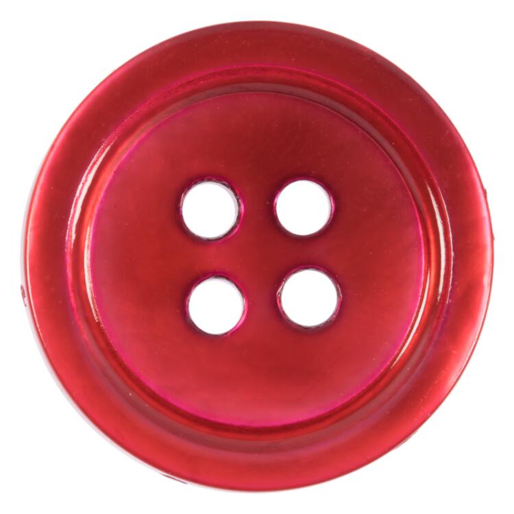 Perlmuttknopf aus MOP-Muschel in Rot mit Vertiefung am Rand 18mm