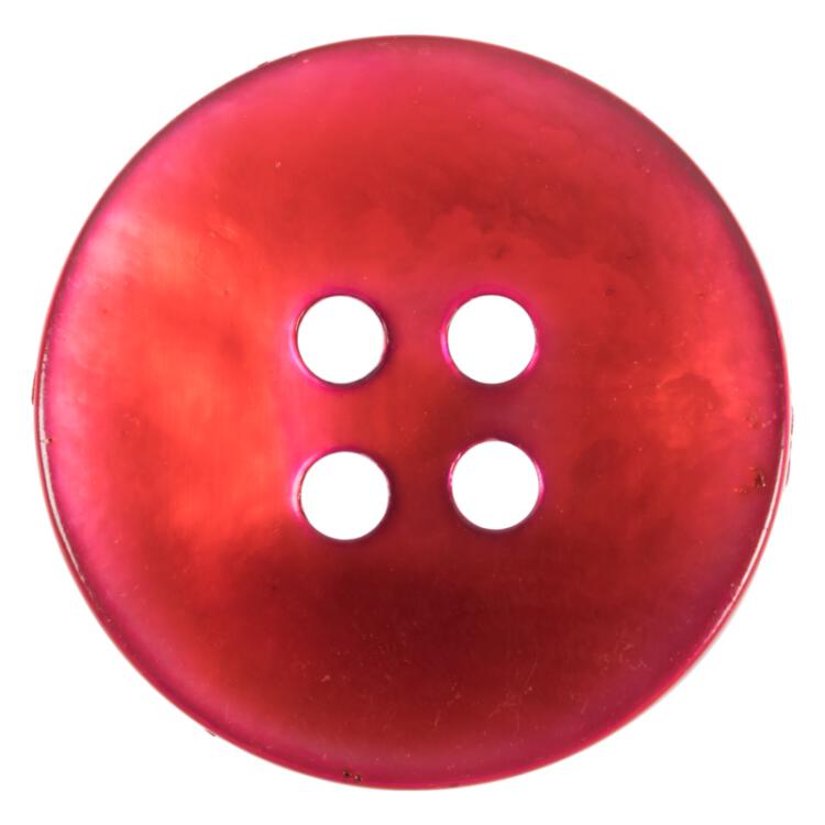 Perlmuttknopf aus MOP-Muschel in Rot mit Vertiefung am Rand 18mm