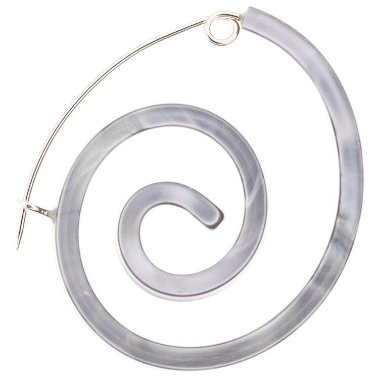 Große spiralförmige Ziernadel in Perlmutt-Grau 75mm
