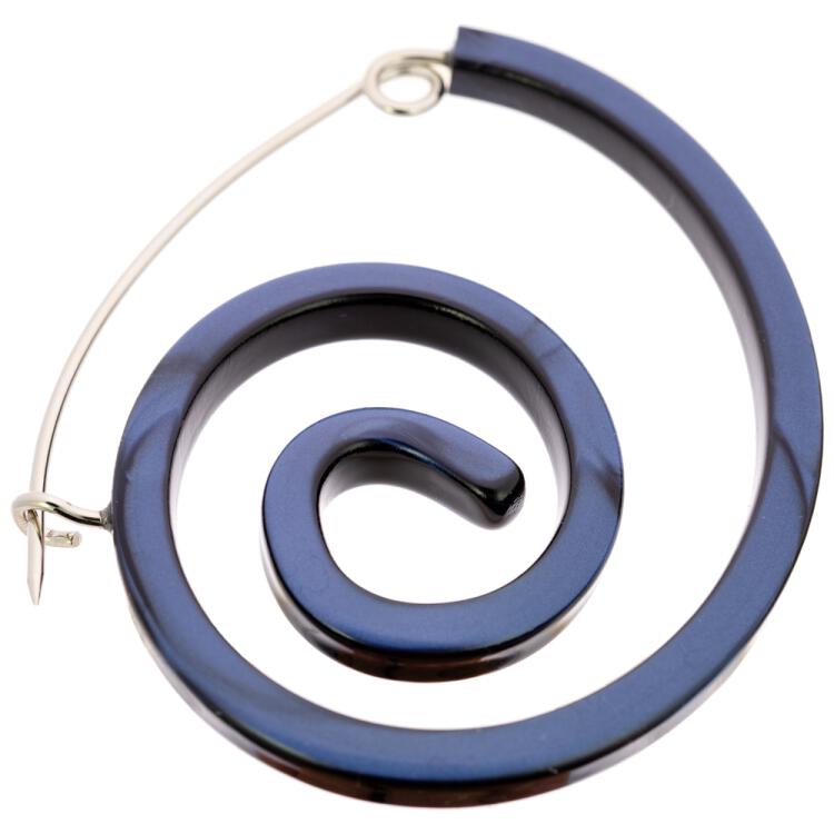 Große spiralförmige Ziernadel in Perlmutt-Blau 75mm