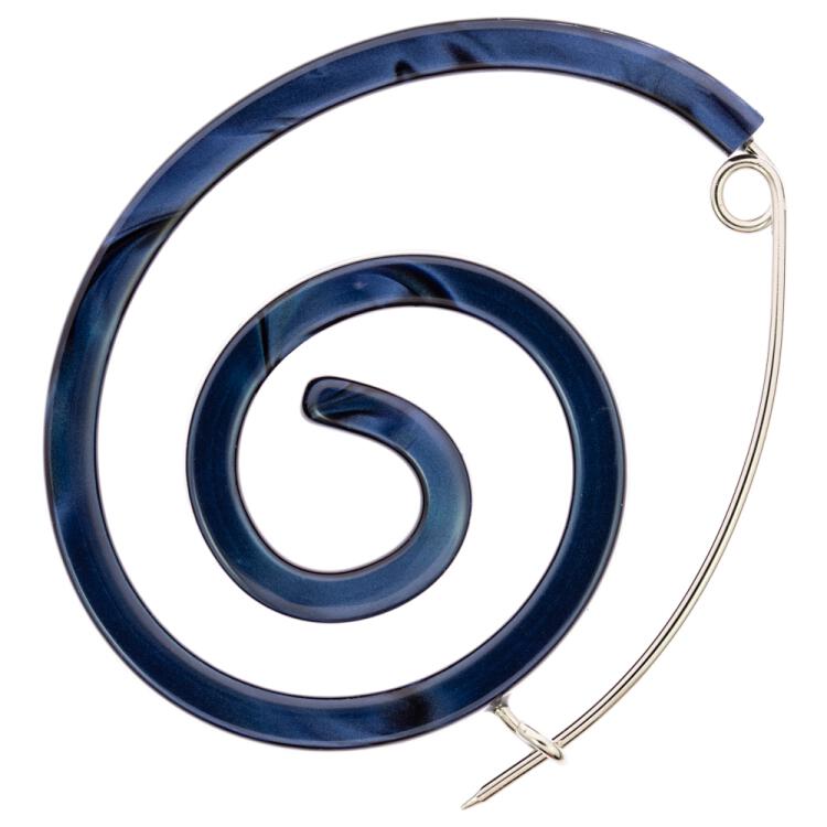 Große spiralförmige Ziernadel in Perlmutt-Blau 75mm