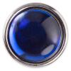 Blusenknopf mit gewölbter Glaseinlage in transparent Royalblau und silberner Metallfassung