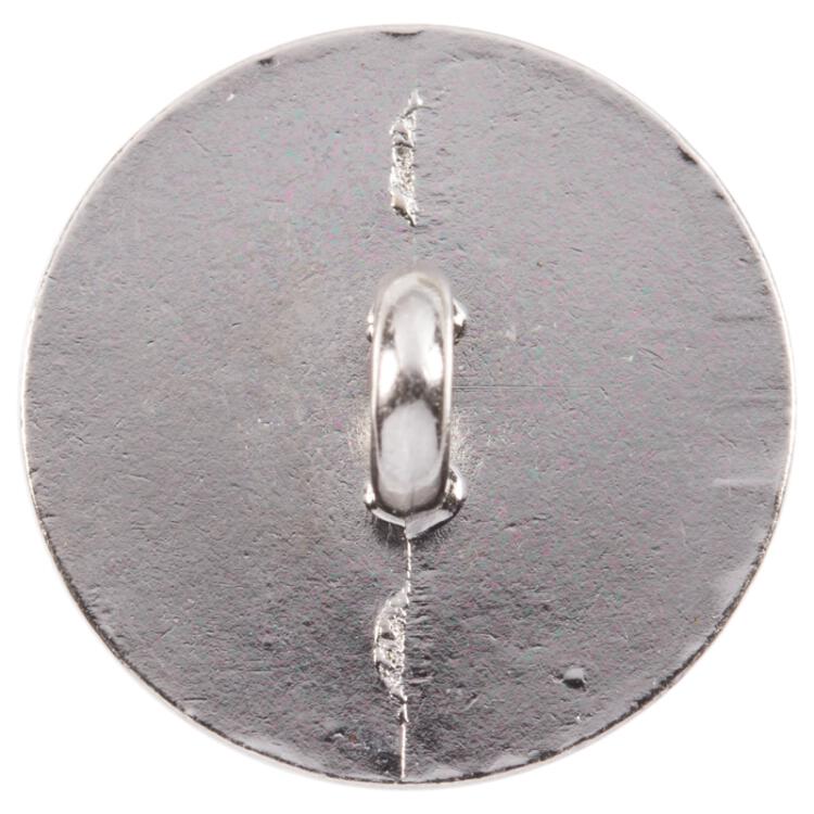 Blusenknopf mit gewölbter Glaseinlage in transparent Bernsteinorange und silberner Metallfassung