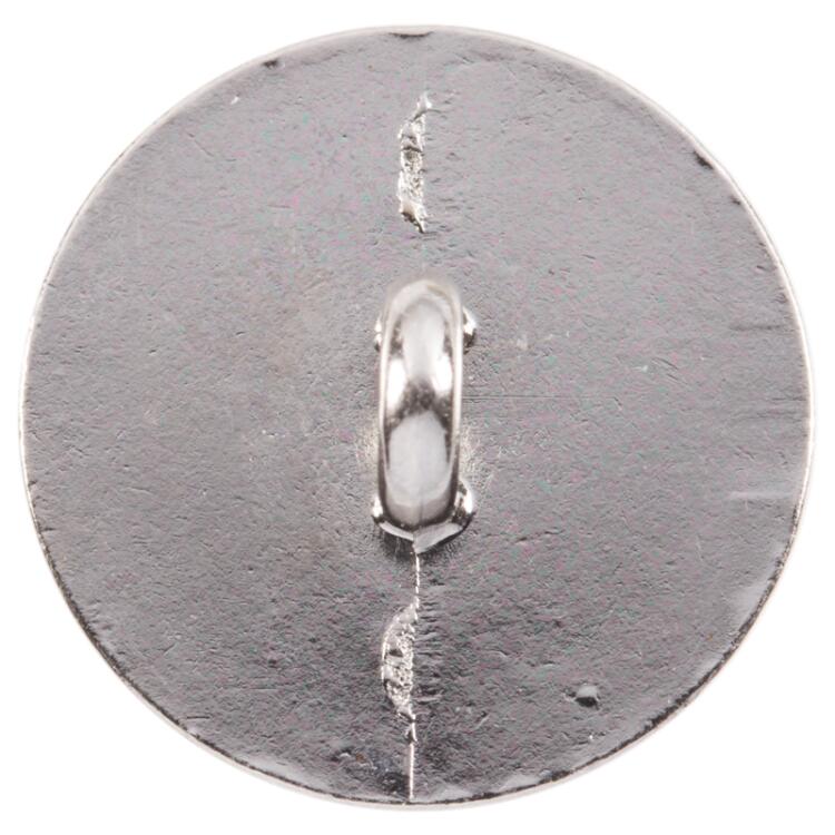 Blusenknopf mit fein facettierter Glaseinlage in Schwarz und silberner Metallfassung 20mm