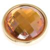 Blusenknopf mit fein facettierter Glaseinlage in transparent Bernsteinorange und goldener Metallfassung
