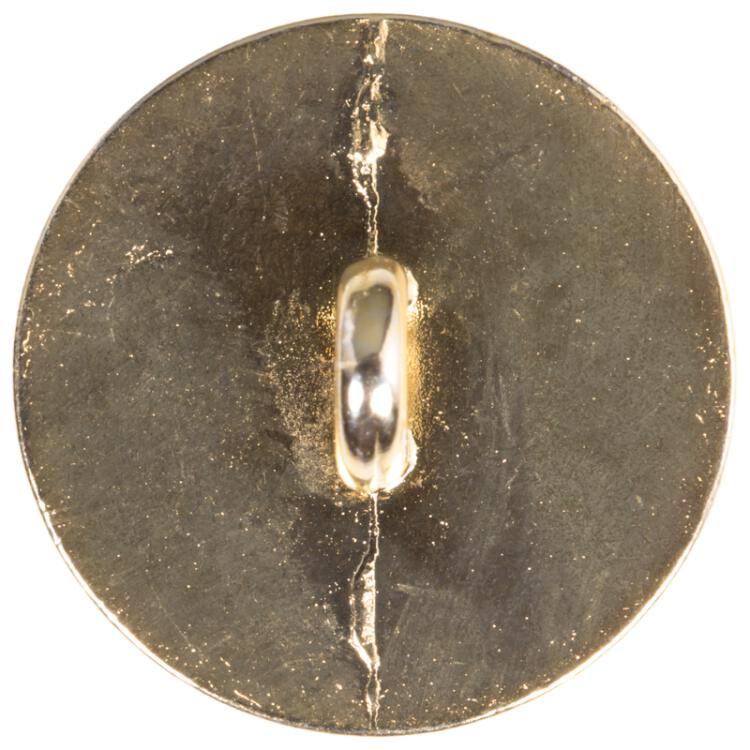 Blusenknopf mit fein facettierter Glaseinlage in transparent Bernsteinorange und goldener Metallfassung 10mm