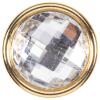 Blusenknopf mit fein facettierter transparenter Glaseinlage in goldener Metallfassung