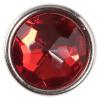 Echter Glasknopf/Kristallknopf in transparent Rot mit Rosenschliff in silberner Metallfassung