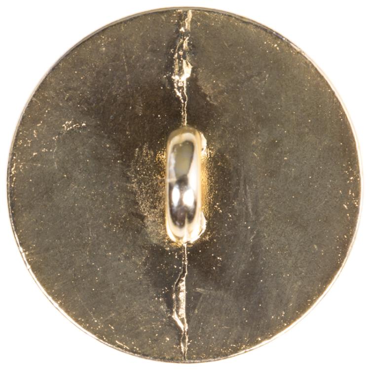Echter Glasknopf/Kristallknopf in Schwarz mit Rosenschliff in goldener Metallfassung