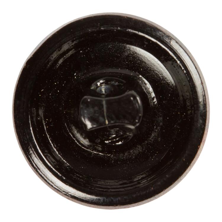 Glasknopf rund geschliffen in Schwarz Kupfer 14mm
