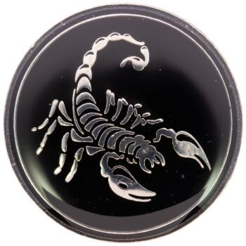 Metallknopf in Schwarz mit silbernem Skorpion
