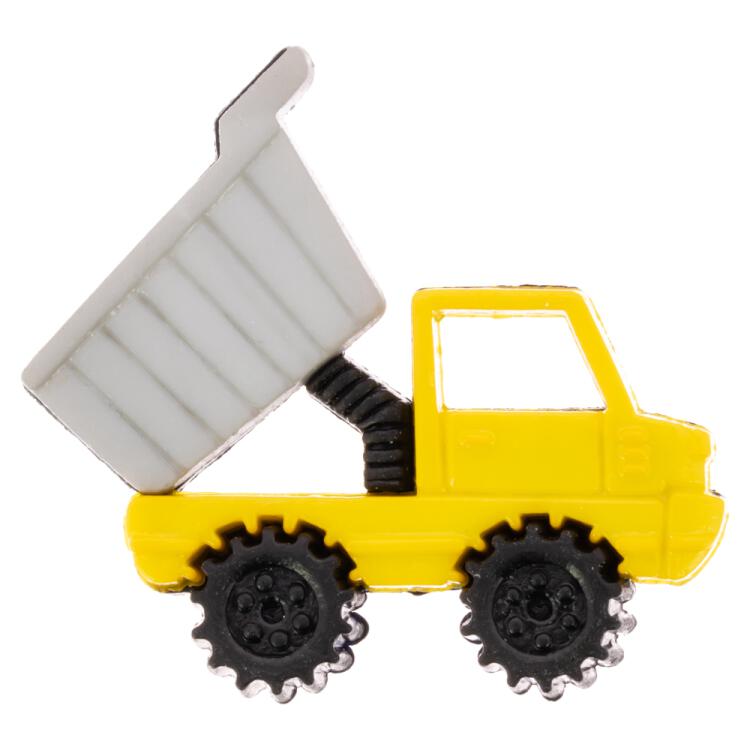 Kinderknopf - Lastwagen Kipper in Gelb