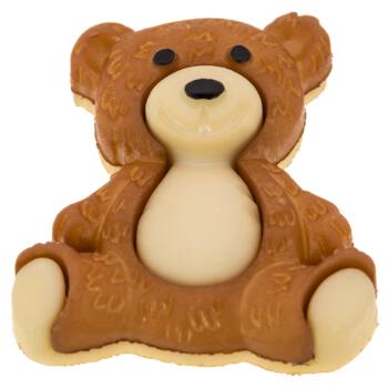 Kinderknopf - sitzender Teddybär in Beige-Braun
