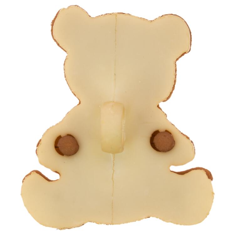 Kinderknopf - sitzender Teddybär in Beige-Braun 25mm