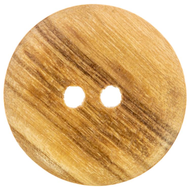 Holzknopf aus Olivenholz in Naturbraun mit schmalem Rand 28mm