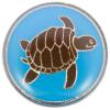 Metallknopf in Blau-Silber mit einer Schildkröte