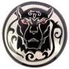 Silberner Metallknopf mit Puma in Schwarz mit roten Swarovski-Augen