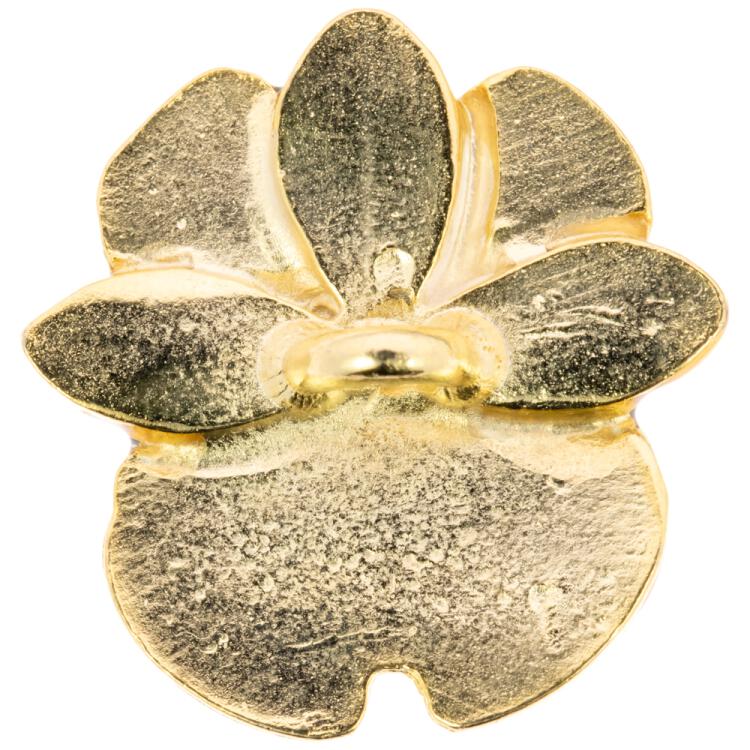 Blumenförmiger Designerknopf aus Metall in Schwarz-Weiß-Gold