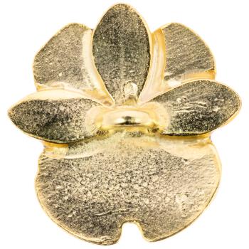 Blumenförmiger Designerknopf aus Metall in Schwarz-Weiß-Gold