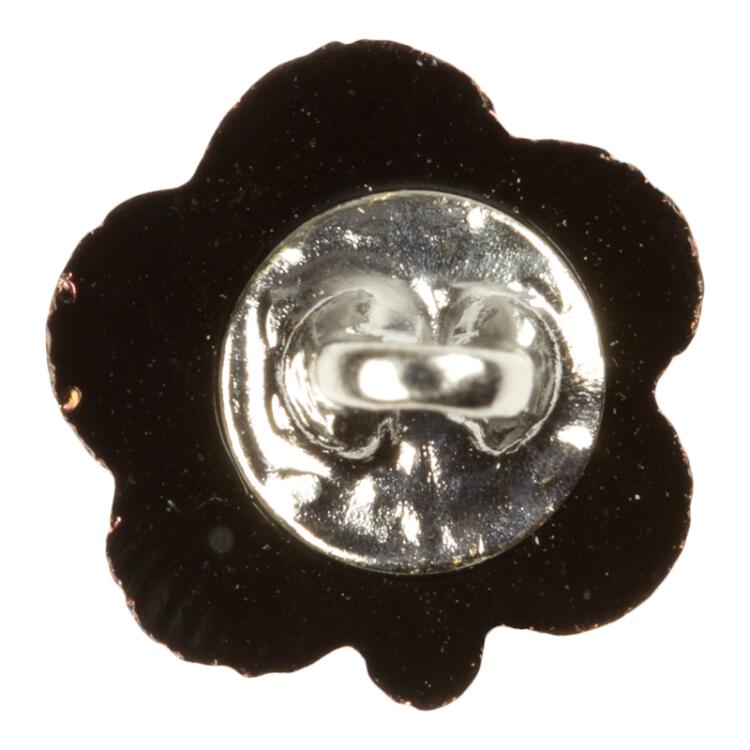 Glasknopf Rosenform mit Metallöse in matt Kupfer 11mm