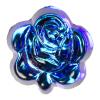 Glasknopf Rosenform mit Metallöse in glänzend Blau