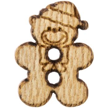 Kinderknopf/Babyknopf - sußer Teddybär aus echtem Holz mit Mütze und Schlaufe