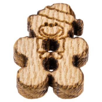 Kinderknopf/Babyknopf - sußer Teddybär aus echtem Holz mit Mütze und Schlaufe