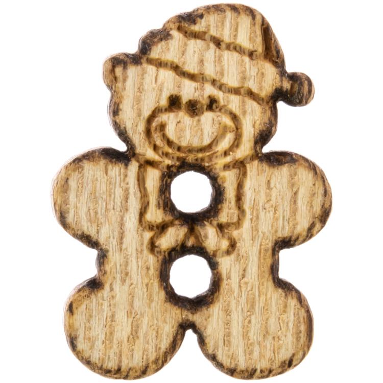 Kinderknopf/Babyknopf - sußer Teddybär aus echtem Holz mit Mütze und Schlaufe 18mm