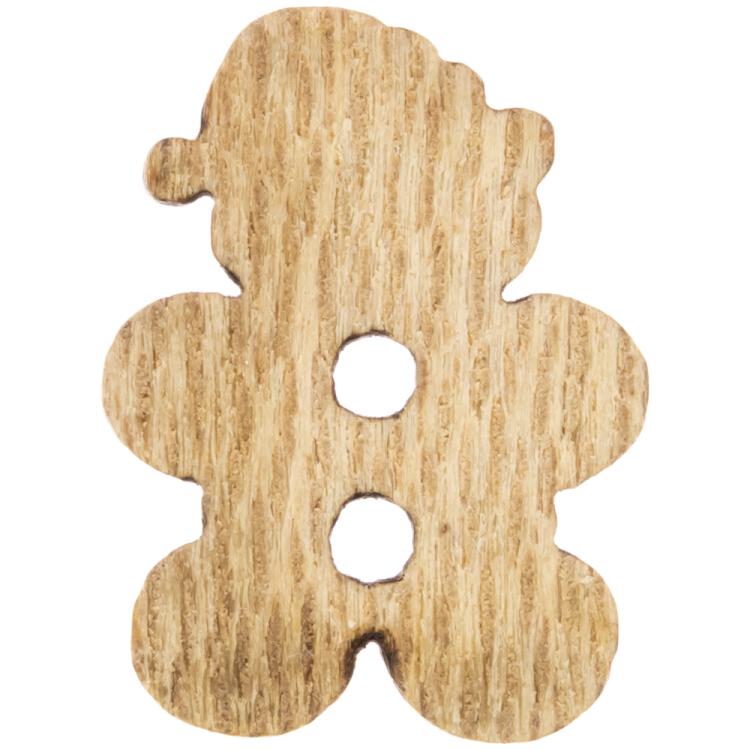 Kinderknopf/Babyknopf - sußer Teddybär aus echtem Holz mit Mütze und Schlaufe 18mm