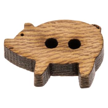 Kinderknopf - kleines Schweinchen aus echtem Holz