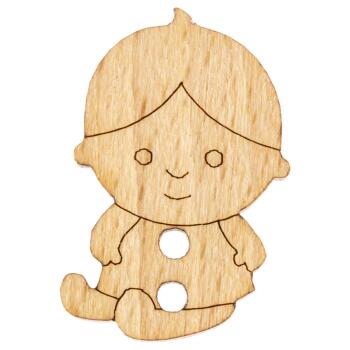 Kinderknopf aus Holz - süßes sitzendes Baby