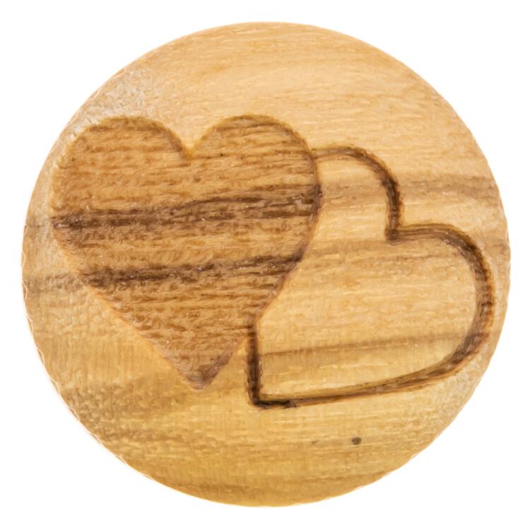 Kinderknopf - Holzknopf mit Naturöse und gelasertem Herzmotiv