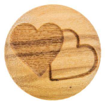 Kinderknopf - Holzknopf mit Naturöse und gelasertem Herzmotiv