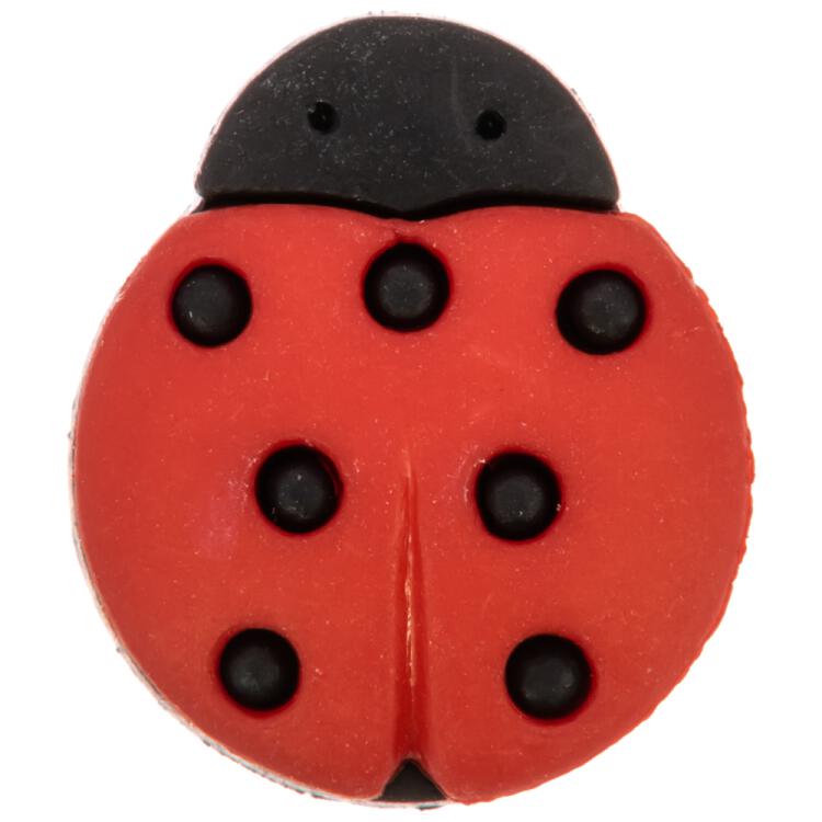 Kinderknopf aus Kunststoff - Marienkäfer in Schwarz-Rot matt 15mm