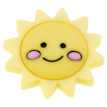 Kinderknopf -  lachende Sonne in Gelb