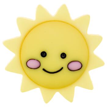 Kinderknopf -  lachende Sonne in Gelb