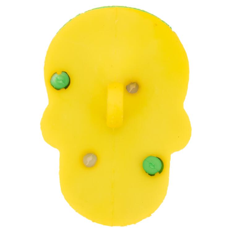 Kunststoffknopf - Sugar-Skull - mexikanischer Totenkopf mit gelber Blume 25mm