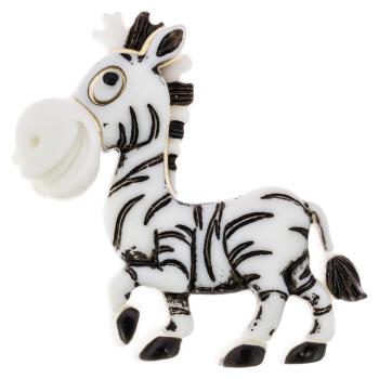 Kinderknopf aus Kunststoff - lustiges Zebra in Schwarz-Weiß