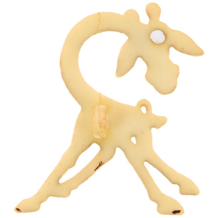 Kinderknopf aus Kunststoff - neugierige Giraffe in Braun-Beige