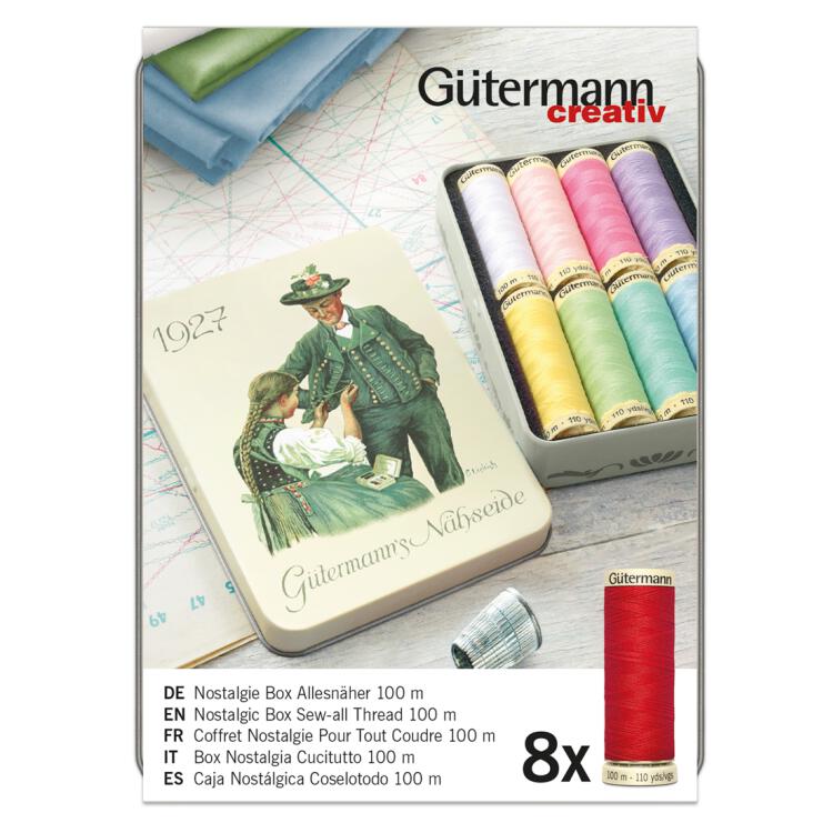 Gütermann Nähgarn-Set Allesnäher Nostalgie-Box 1927 (8 x 100m) Pastellfarben