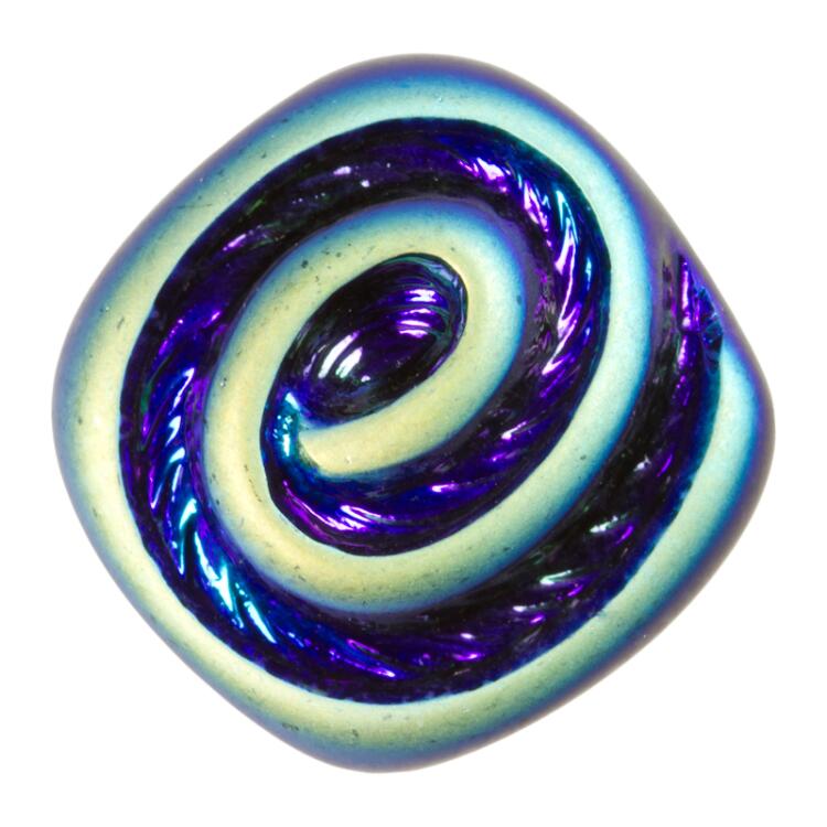 Glasknopf mit Spiralmuster in Blau 14mm